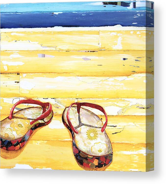 Flip Flops Canvas Print featuring the mixed media Lost At Sea by Danny Phillips