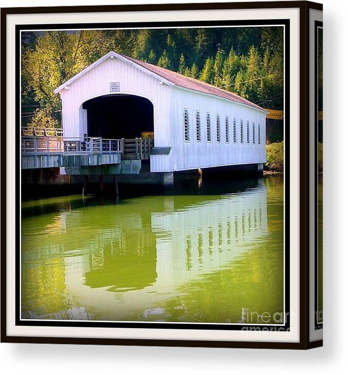 Lowell Covered Bridge Canvas Print featuring the photograph Lowell Covered Bridge by Susan Garren