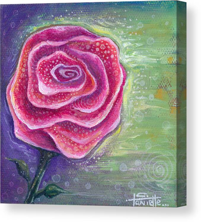 Rose Canvas Print featuring the painting Lucky in Love by Tanielle Childers