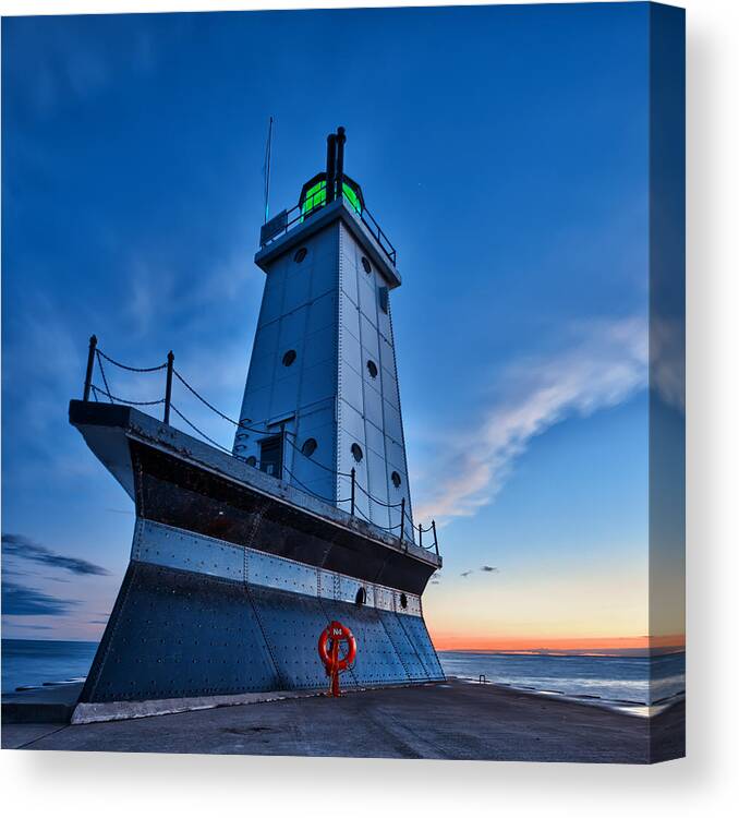 Lighthouse Canvas Print featuring the photograph Ludington Lighthouse by Sebastian Musial