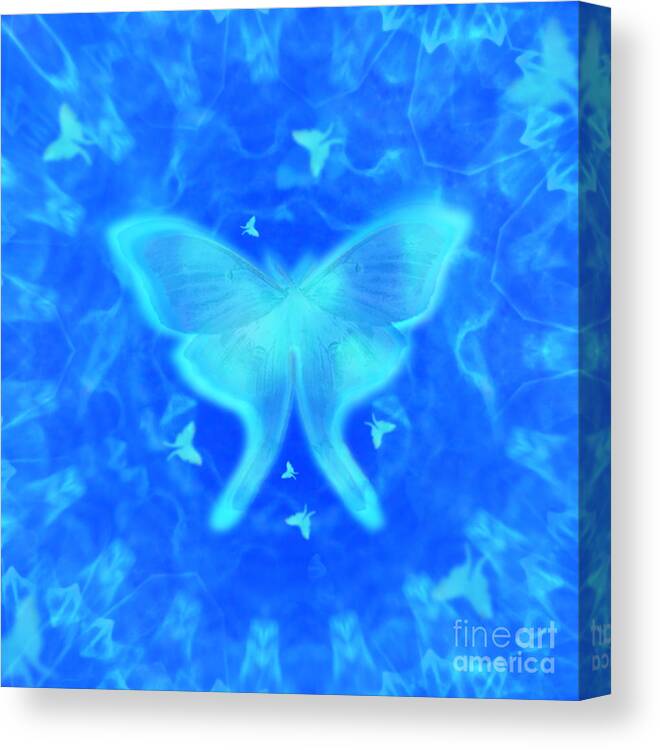 Nature Canvas Print featuring the digital art Luna Moth Blue by Deborah Smith