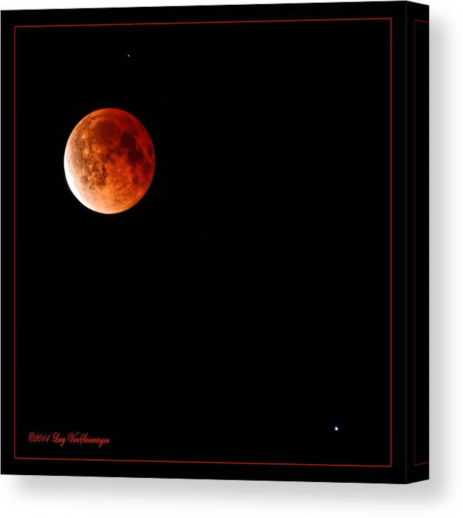 Moon Canvas Print featuring the photograph Lunar Eclipse April 15 2014 by Lucy VanSwearingen