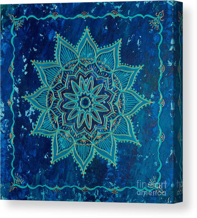 Mandala Canvas Print featuring the painting Lush Lotus by Charlotte Backman