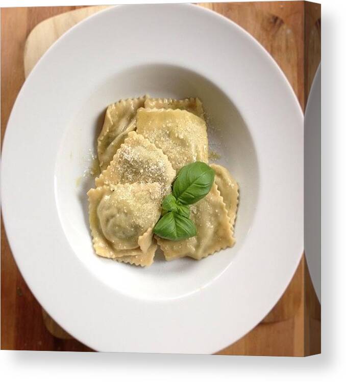 Cheese Canvas Print featuring the photograph Made Spinach & Ricotta Ravioli For by Sam Marriott