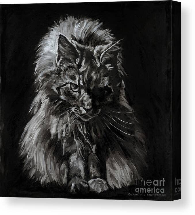 Cat Art Canvas Print featuring the painting Main Coon Cat Portrait by Christine Montague