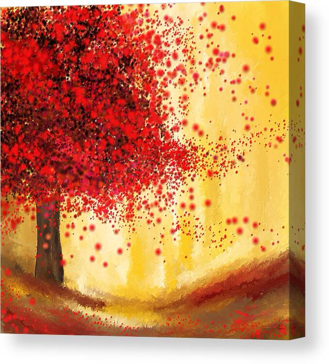 Four Seasons Canvas Print featuring the painting Majestic Autumn - Impressionist Painting by Lourry Legarde