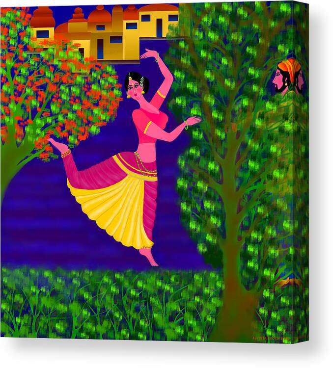 Story Of Malavika & Agnimitra Canvas Print featuring the digital art Malavika's magical touch by Latha Gokuldas Panicker