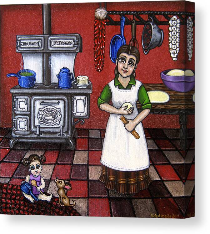 Kitchen Canvas Print featuring the painting Mamacita by Victoria De Almeida