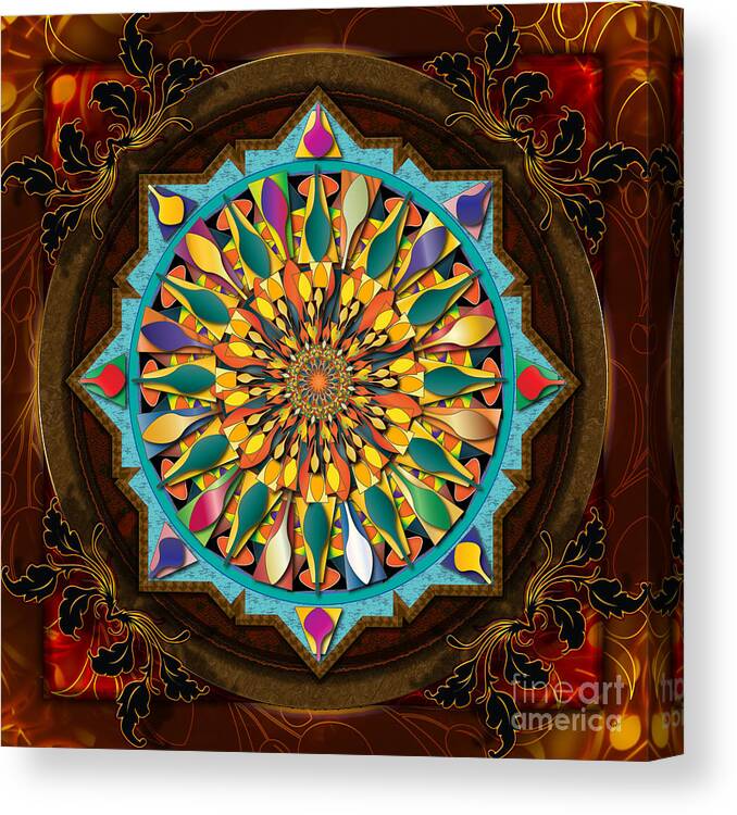 Mandala Canvas Print featuring the digital art Mandala Droplets by Peter Awax