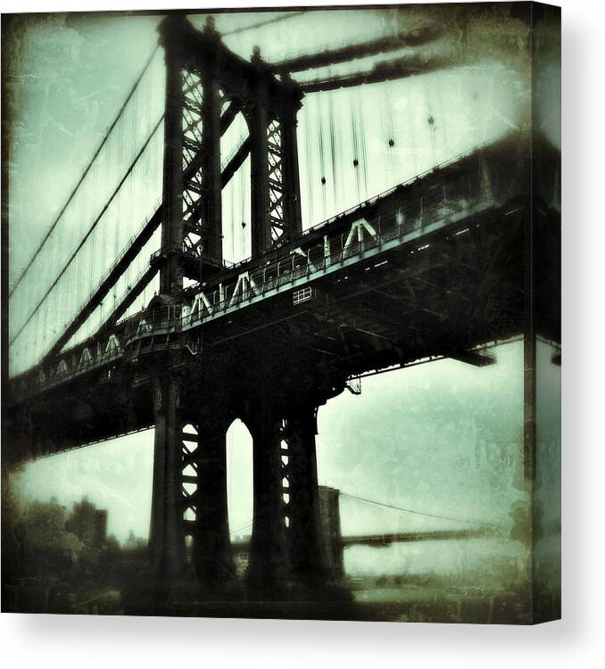 Lower Manhattan Canvas Print featuring the photograph Manhattan Bridge by Blackwaterimages