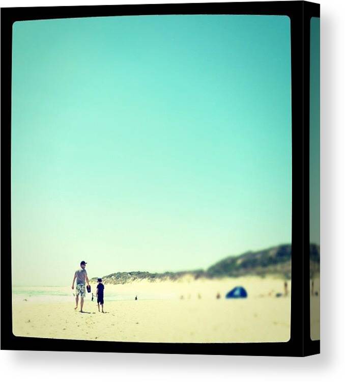 Beach Sand Landscape Margaret River Seascape Sky Sand Dad Son Man Boy Canvas Print featuring the photograph Marg's Mouth by Lisa Barrett