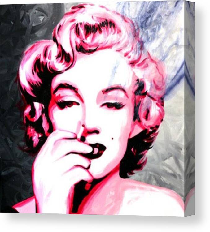 Art Canvas Print featuring the photograph Marilyn Monroe Painting Original On by Ocean Clark