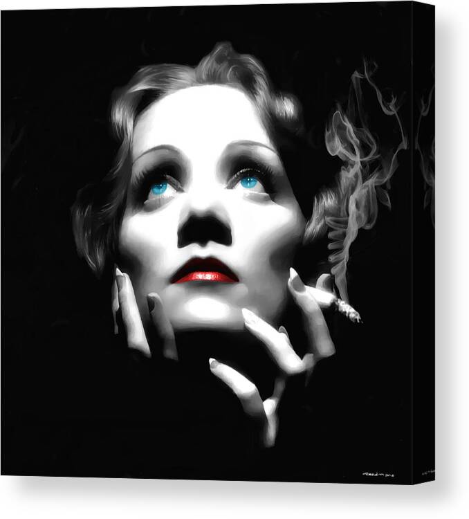 Marlene Dietrich Canvas Print featuring the digital art Marlene Dietrich Portrait by Gabriel T Toro