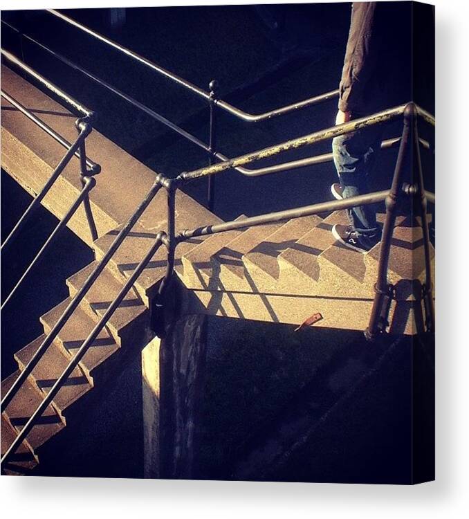 Ftcasey Canvas Print featuring the photograph #mcescher #relativity #stairs #ftcasey by Jenny Coale