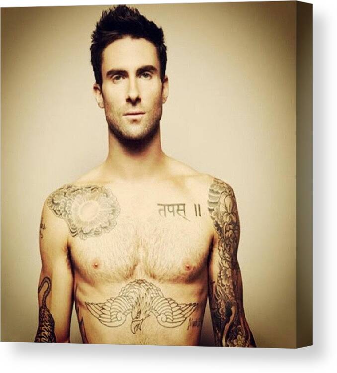 Sexy Canvas Print featuring the photograph #mcm #mancrushmonday #adamlevine #sexy by Theresa Collins
