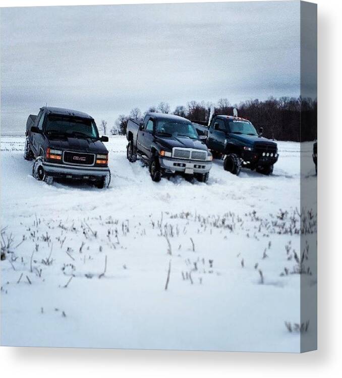 Dodge Canvas Print featuring the photograph Me Nd The Boys Havin Some Fun! #snow by Jd Long