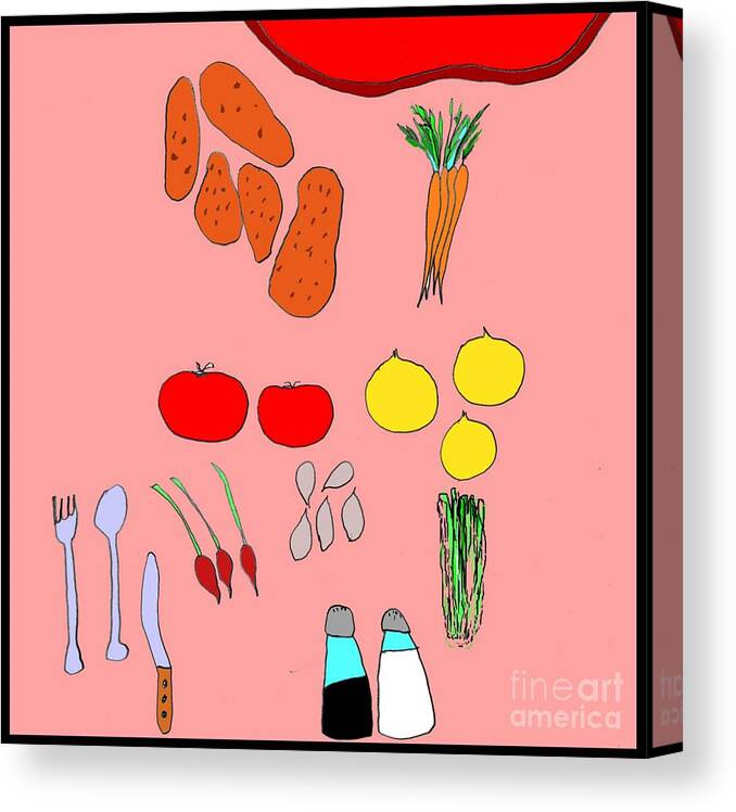 Food Canvas Print featuring the painting Meat and Potatoes by James and Donna Daugherty