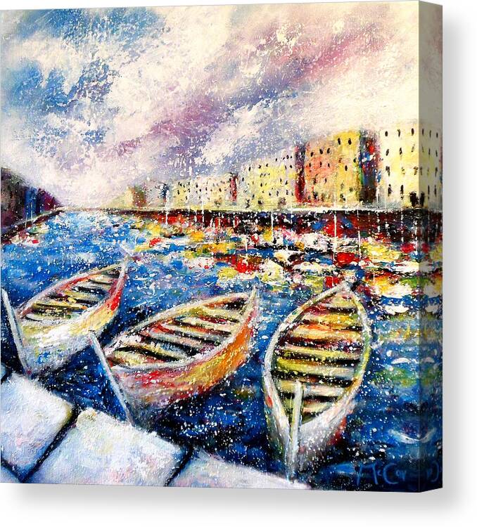 Sete Canvas Print featuring the painting Mediterranean Port Colours by K McCoy