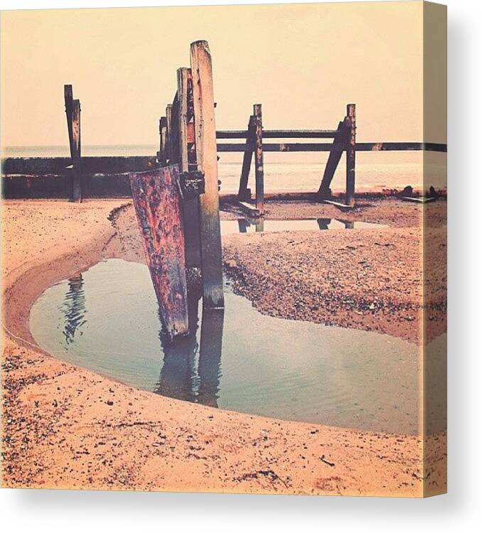 Mundesley Canvas Print featuring the photograph Memories Of #desolated Beaches by Linandara Linandara