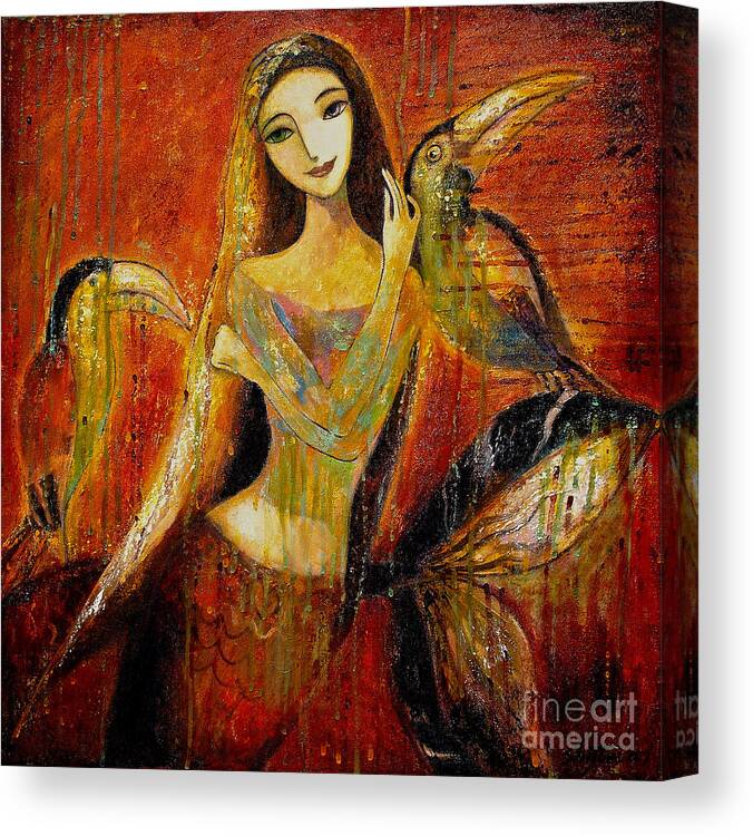 Mermaid Art Canvas Print featuring the painting Mermaid Bride by Shijun Munns
