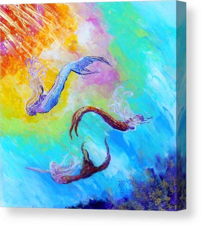 Mermaid Canvas Print featuring the painting Mermaids by Marionette Taboniar