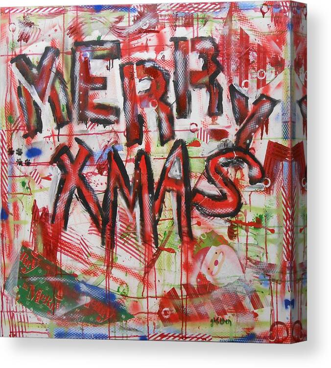 Merry Canvas Print featuring the painting Merry Xmas by GH FiLben