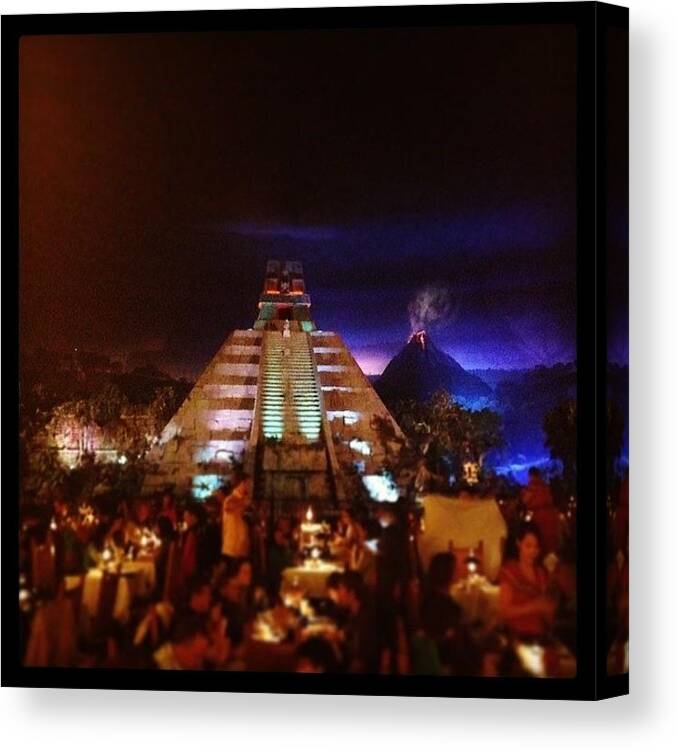 Pyramid Canvas Print featuring the photograph #mexican #mexicopavilion #epcot by James Roberts
