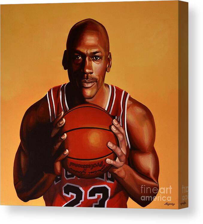 Michael Jordan Canvas Print featuring the painting Michael Jordan 2 by Paul Meijering