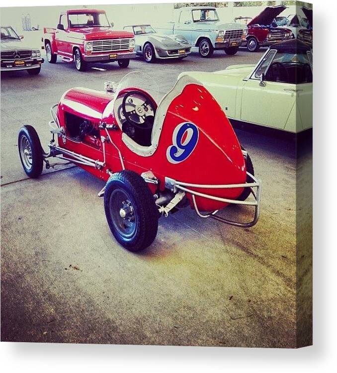 9 Canvas Print featuring the photograph #midget #9 #red #mecum by Jake Work
