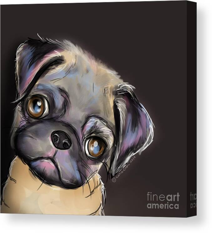 Pug Canvas Print featuring the painting Miss Pug by Catia Lee