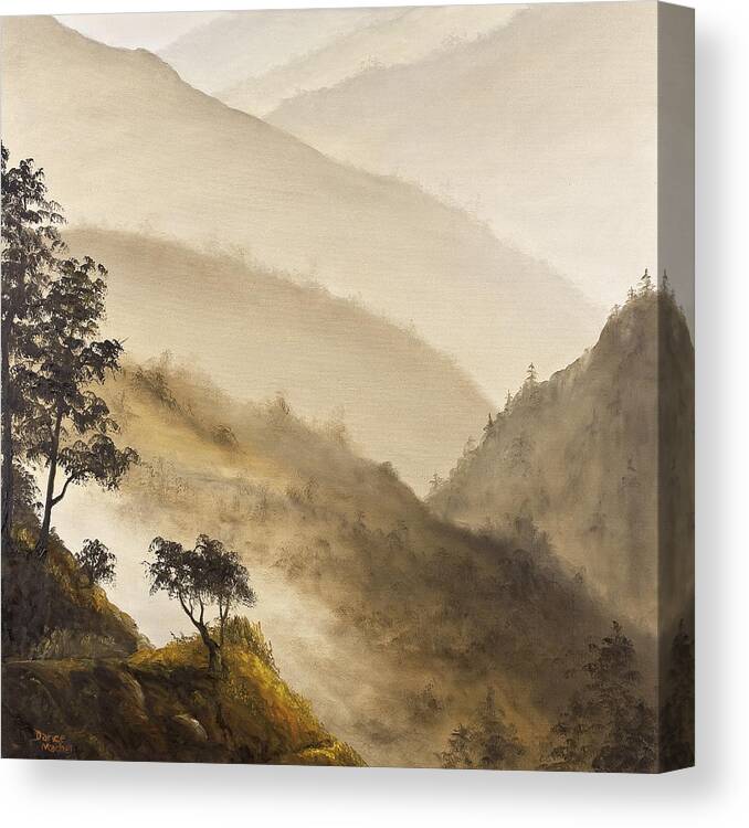 Landscape Canvas Print featuring the painting Misty Hills by Darice Machel McGuire