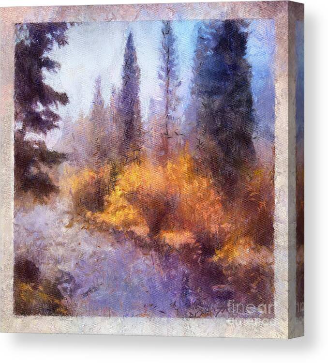 Mysty Canvas Print featuring the painting Misty River Afternoon by Teri Atkins Brown