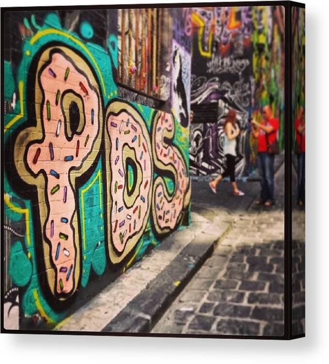 Melbourne Canvas Print featuring the photograph Mmm Pds #streetart #melbourne by Michael Couacaud
