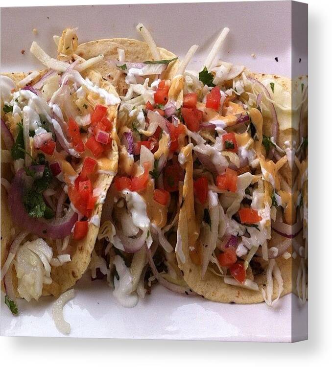 Life Canvas Print featuring the photograph Mmmm! Fish Tacos From Tommy Bahama by Linda Christiansen