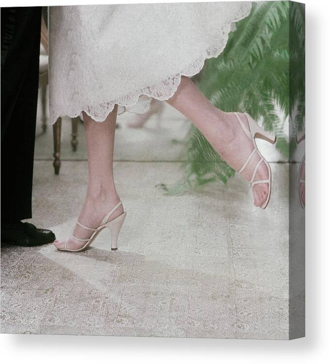 One Person Canvas Print featuring the photograph Model Wearing Sandals By Delmanette by Frances McLaughlin-Gill