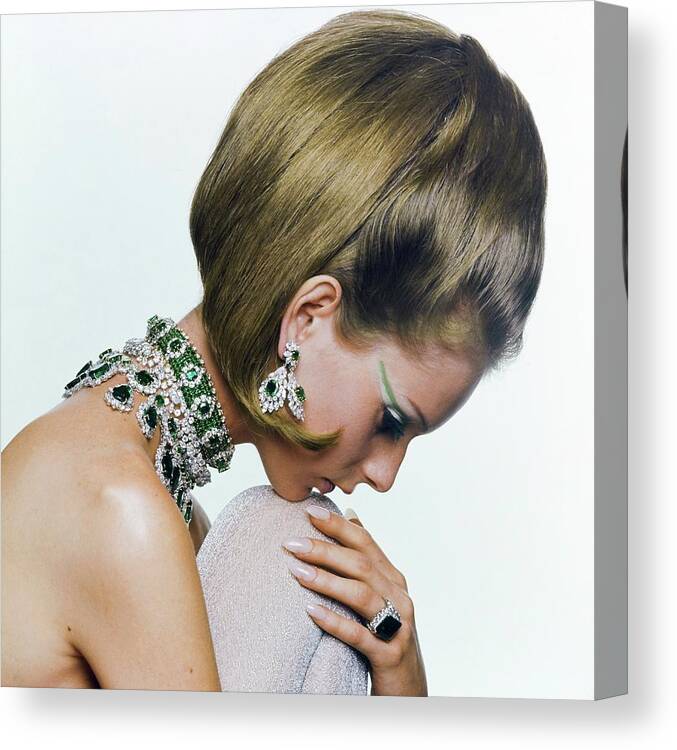 Jewelry Canvas Print featuring the photograph Model Wearing Van Cleef & Arpels by Bert Stern