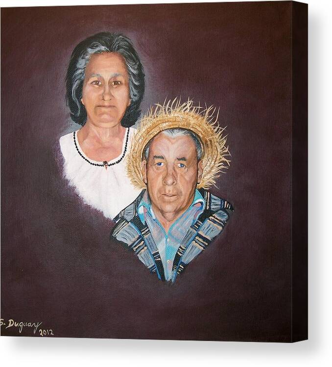 Portrait Canvas Print featuring the painting Mom and Dad by Sharon Duguay