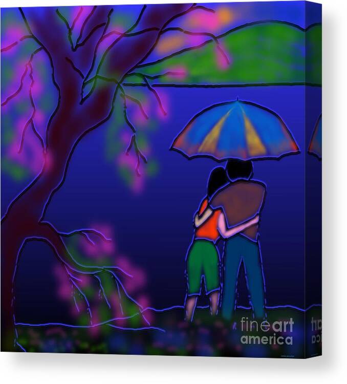 Monsoon Painting Canvas Print featuring the digital art Monsoon by Latha Gokuldas Panicker