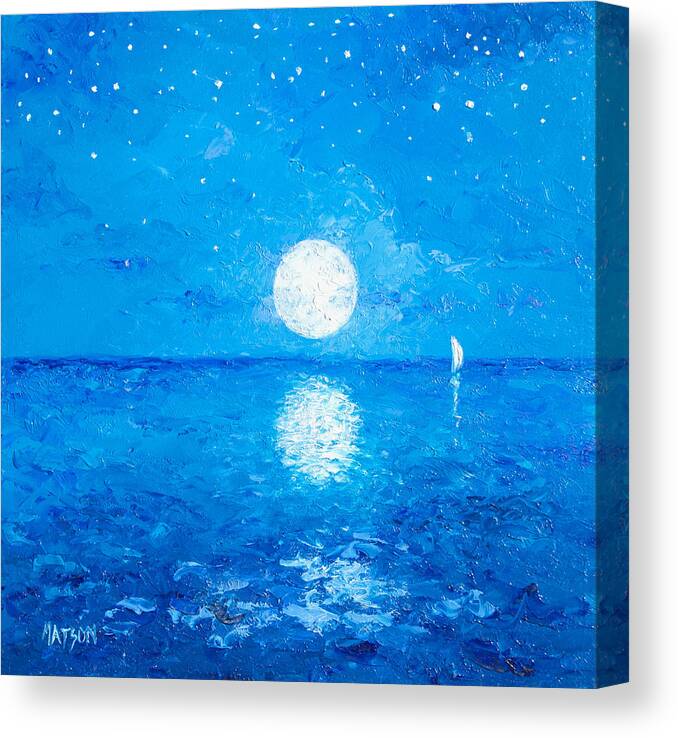 Moon Canvas Print featuring the painting Moon and Stars by Jan Matson