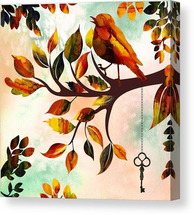 Bird Canvas Print featuring the painting Morning Bird by Lilia D
