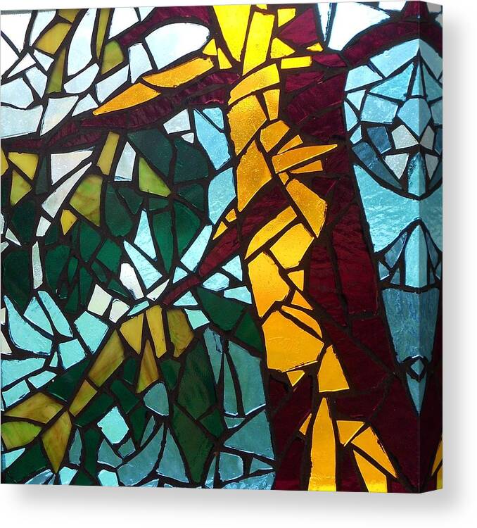 Tree Canvas Print featuring the glass art Mosaic Stained Glass - First tree by Catherine Van Der Woerd