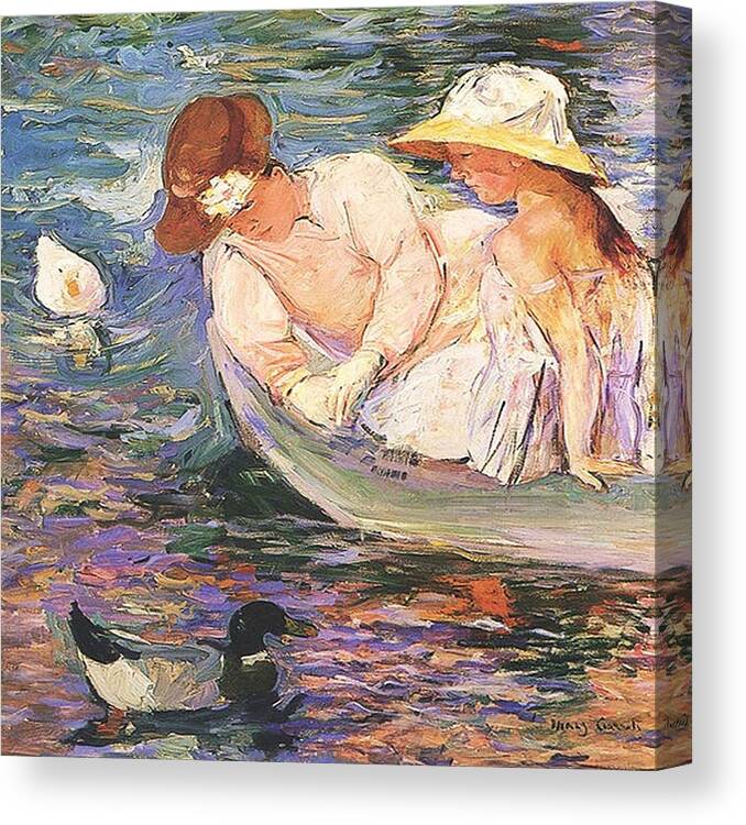 Art Canvas Print featuring the painting Mother n Child Summertime by Florene Welebny