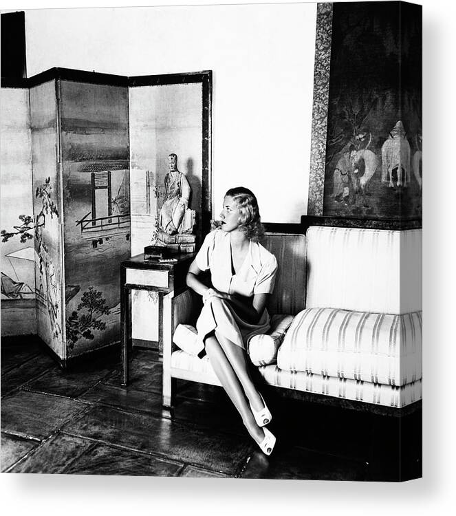 Political Canvas Print featuring the photograph Mrs. George X. Mclanahan On A Sofa by Horst P. Horst