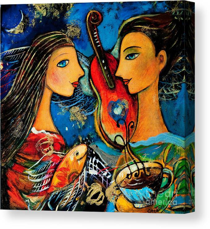 Shijun Canvas Print featuring the painting Music Lovers by Shijun Munns