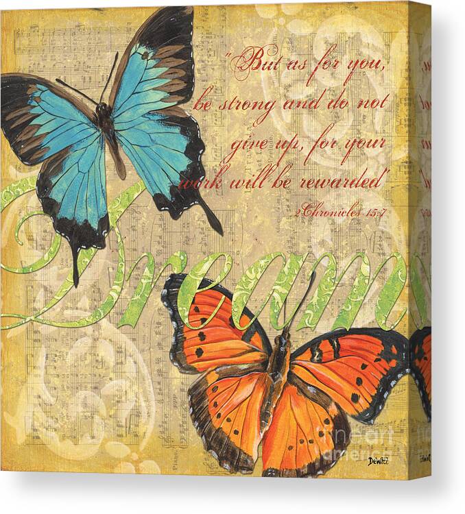 Butterflies Canvas Print featuring the painting Musical Butterflies 1 by Debbie DeWitt