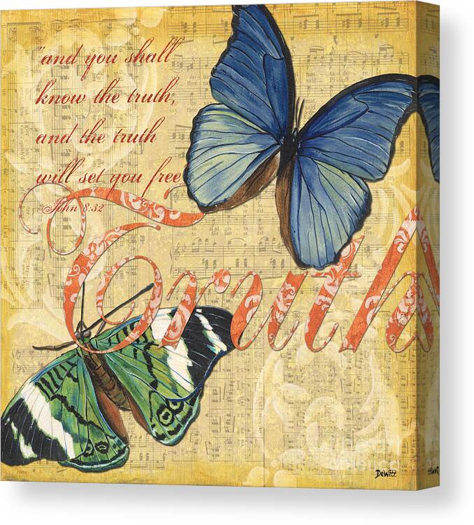 Butterfly Canvas Print featuring the painting Musical Butterflies 3 by Debbie DeWitt