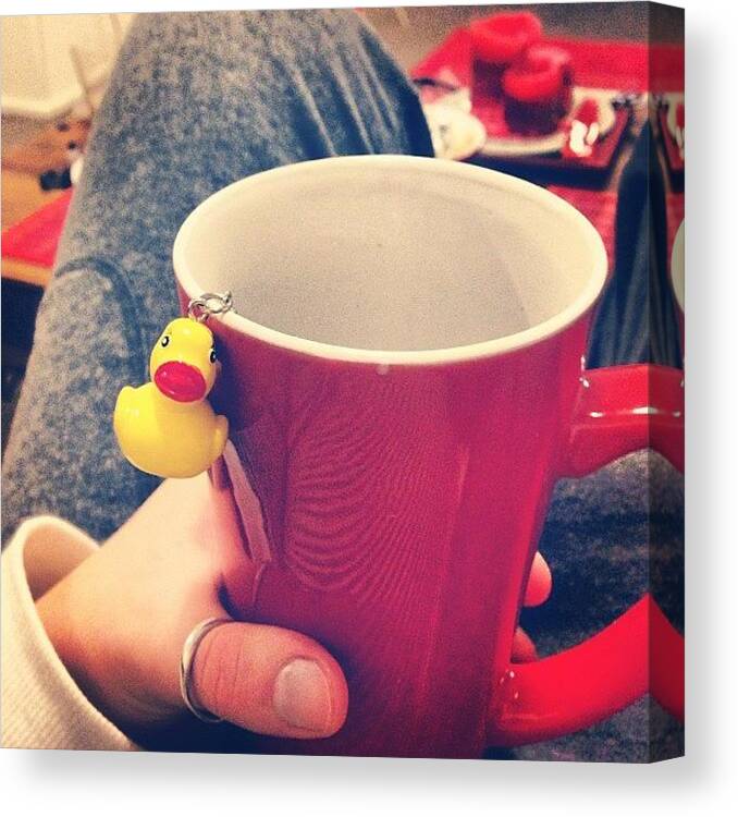 Cute Canvas Print featuring the photograph My Ducky Tea Infuser :) #tea #duck by Sera Jane