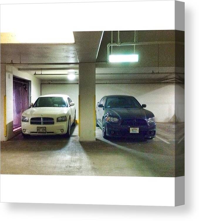 Dodge Canvas Print featuring the photograph My Friend And I Park In The Same Spots by Austin Urquhart