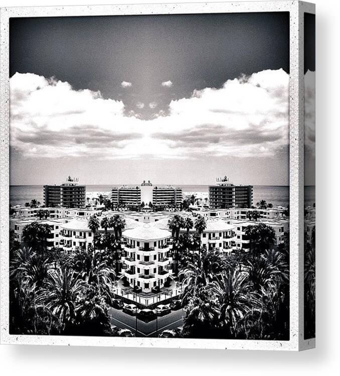 Beautiful Canvas Print featuring the photograph My 'real' Sea View #blackandwhite by Luis Aviles