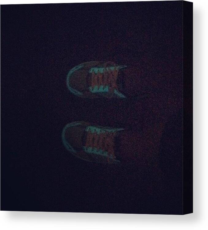  Canvas Print featuring the photograph My Shoes Like To Glow In The Dark by Aliya Zin